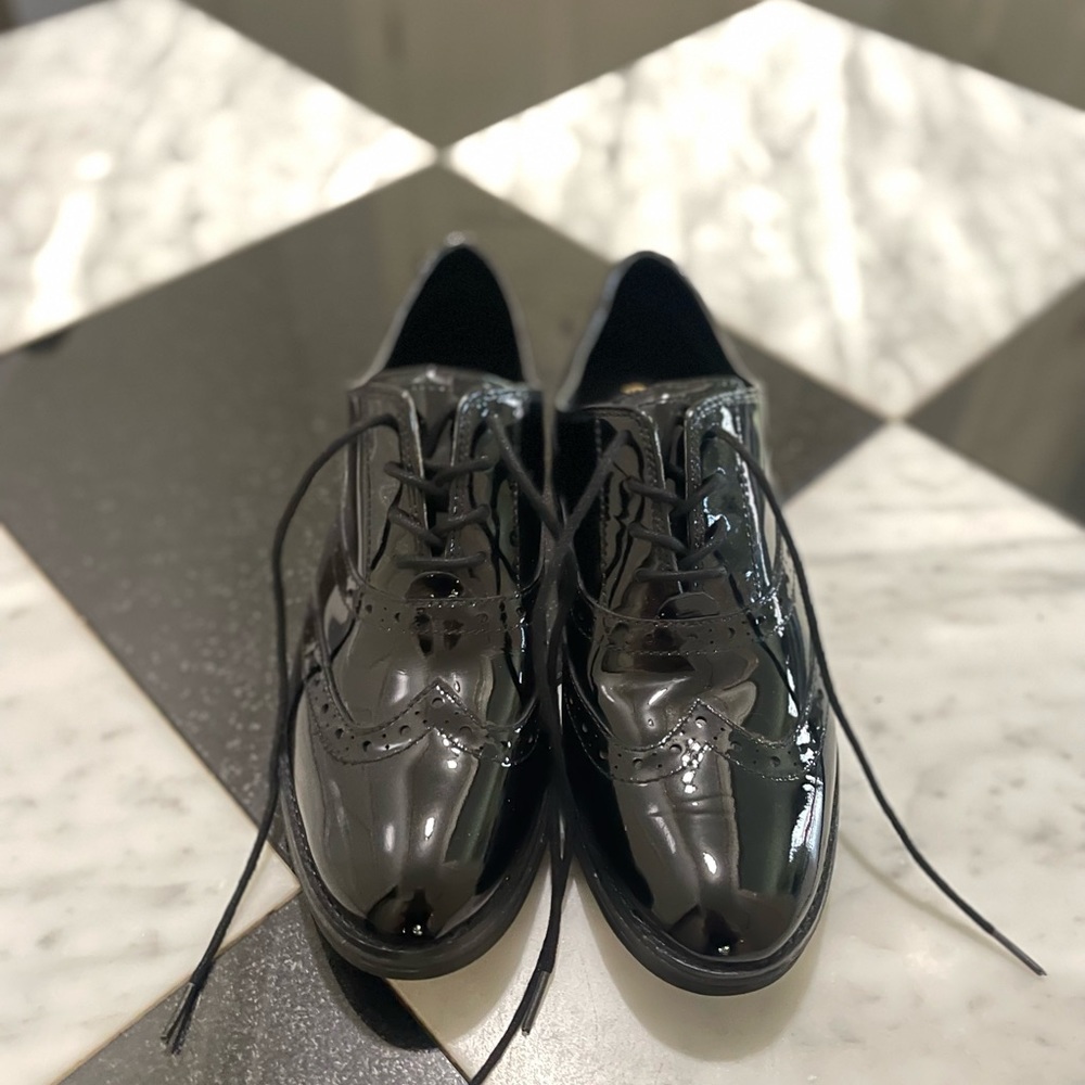 Cole Haan Women's Originalgrand Wingtip Oxford Sz 7B W13116 Black Patent Leather